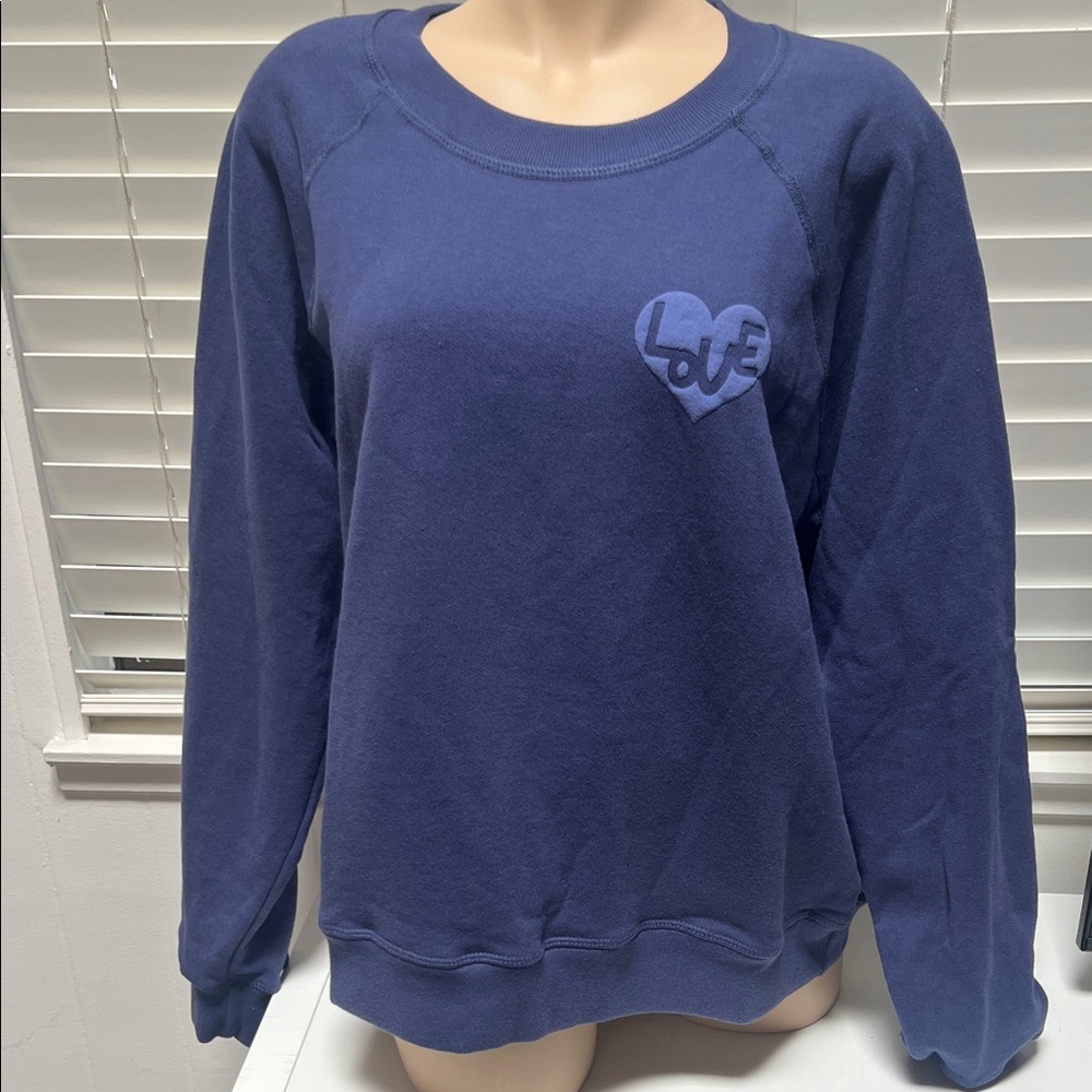 Spiritual Gangster Sweatshirt Womens XL Indigo Heart Forever Crew Love Graphic